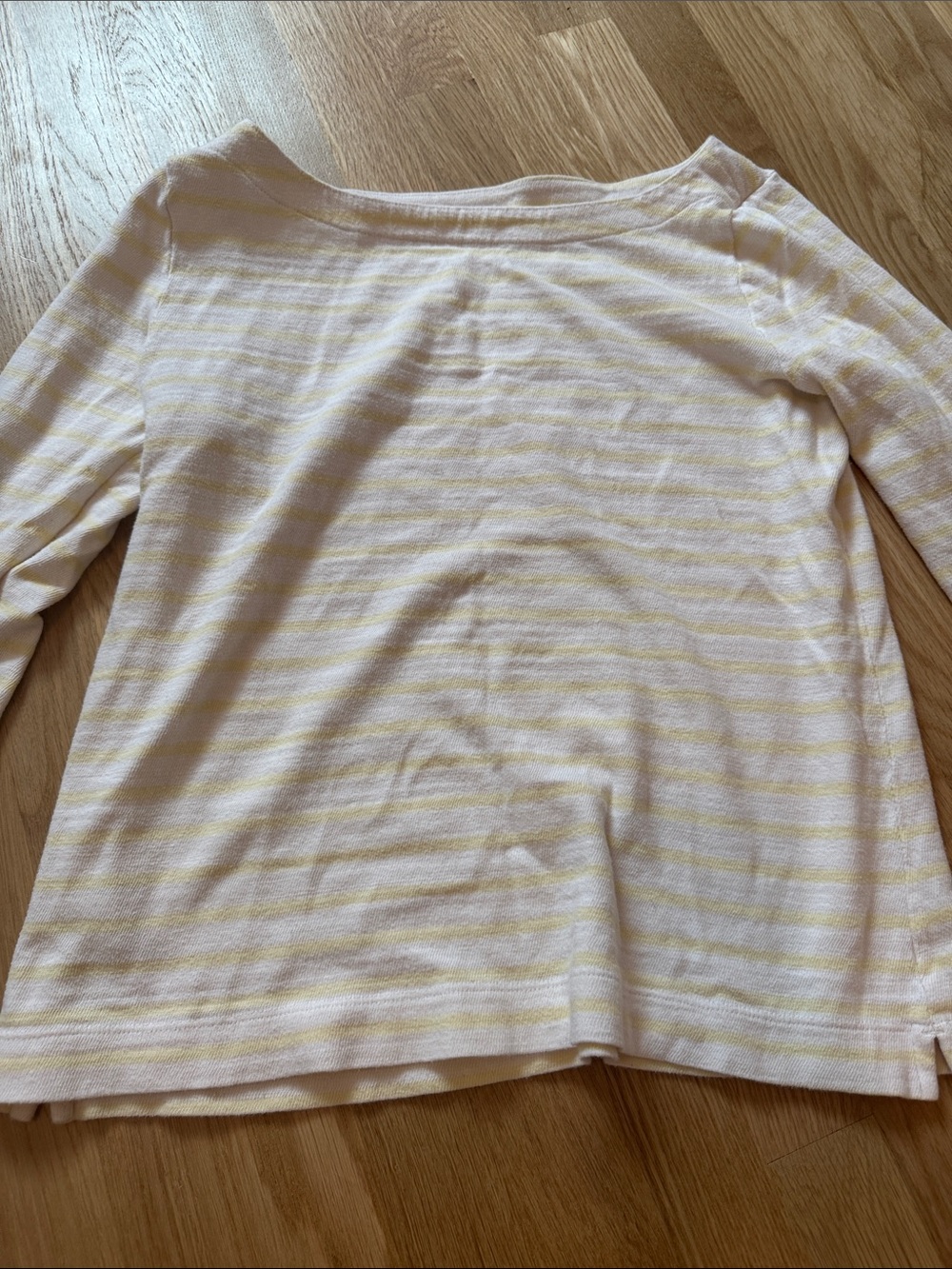 Girls' Long Sleeve Striped Top - White & Light Yellow off the shoulder